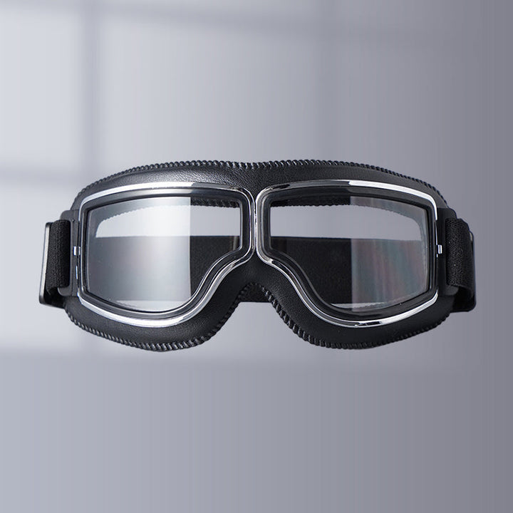 Gafas de moto vintage unisex para protección y estilo clásico en la carretera.