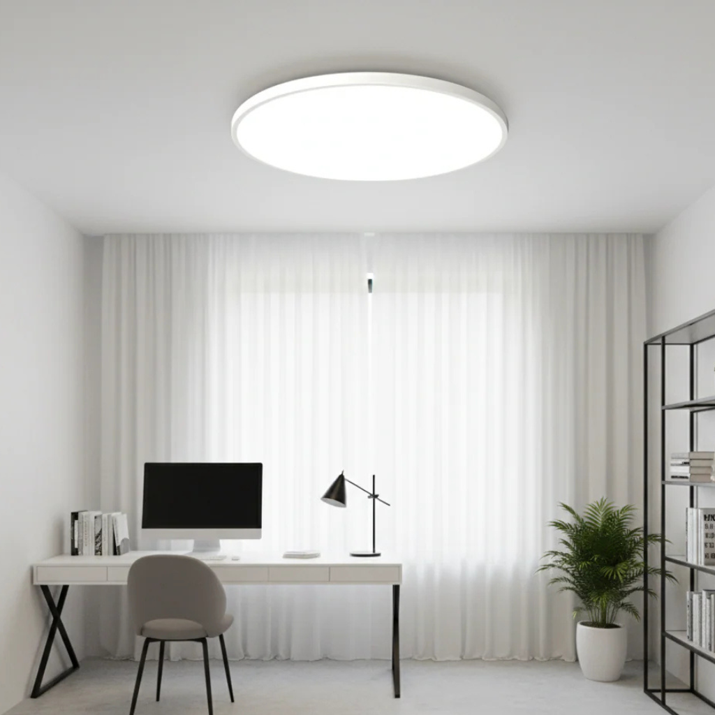 Luz de techo LED empotrada, ideal para sala de estar, dormitorio o cocina moderna.