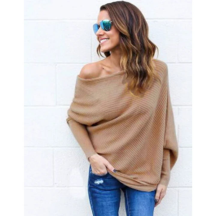 Elegante suéter Rosa Viento para mujer con hombros descubiertos, pullover moderno para ocasiones chic.