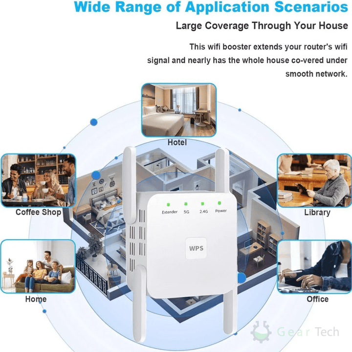 Extensor WiFi de alta velocidad. Ideal para oficinas grandes. Doble banda 5G y 2.4GHz, fácil de usar.