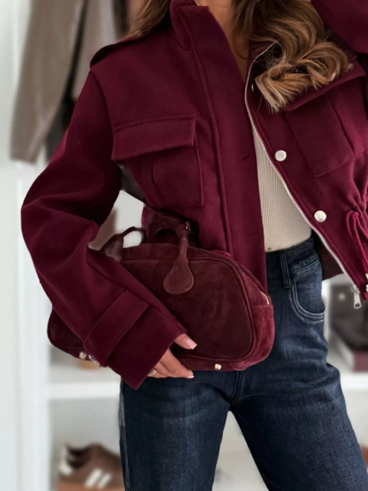 Elegante chaqueta ligera de mujer para primavera/otoño. Estilo casual con botones y cordón ajustable.