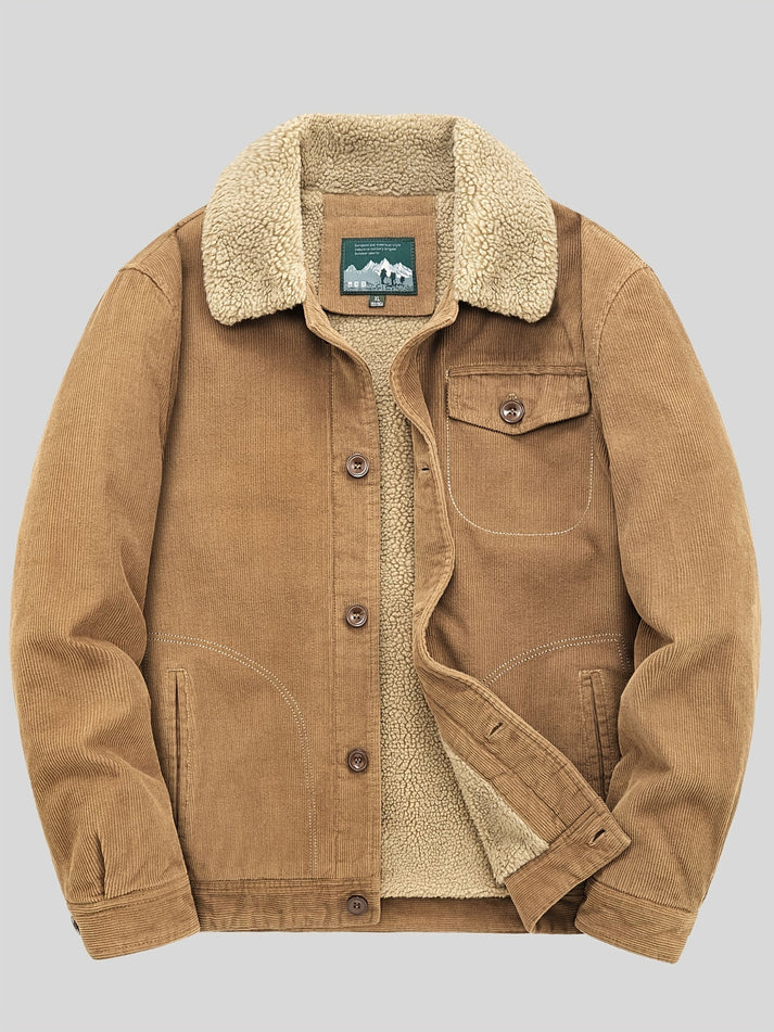 Chaqueta de hombre para senderismo, cálida y resistente, con bolsillo en el pecho. Protección para el invierno.