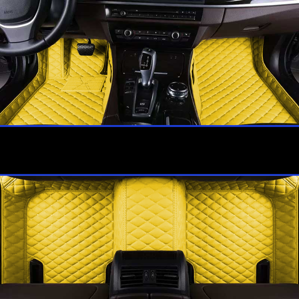 Alfombrillas de lujo para coche, de cuero sintético, brindan confort y protección interior premium.
