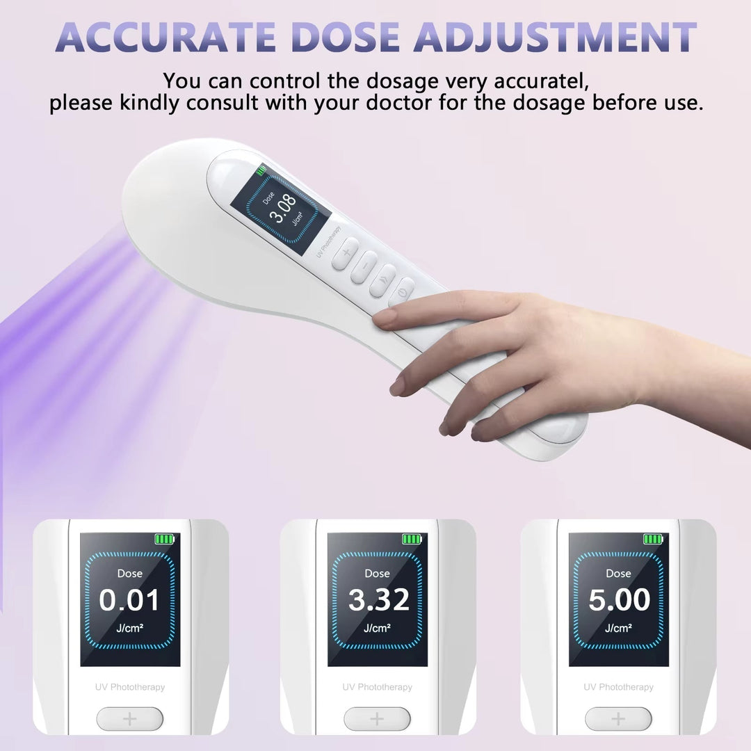 Dispositivo dermatológico de fototerapia UVB 308nm para uso personal. Tratamiento eficaz de la piel.