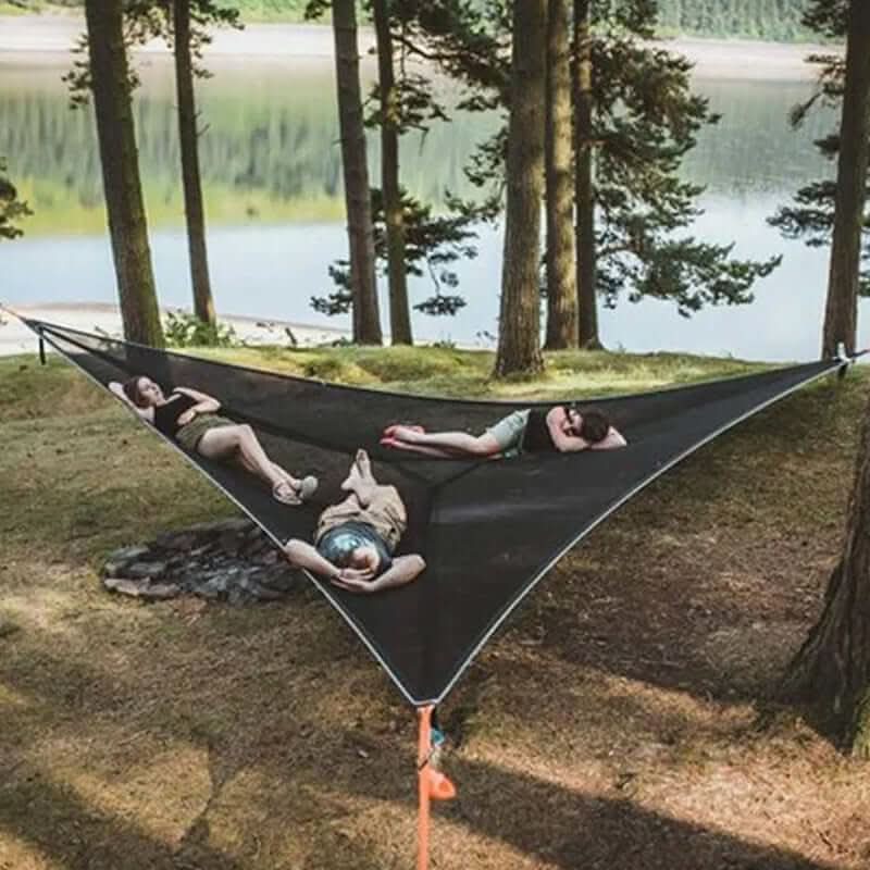 Hamaca multiuso para camping XL. Ideal para grupos, aventura, senderismo y relajación portátil en el exterior.