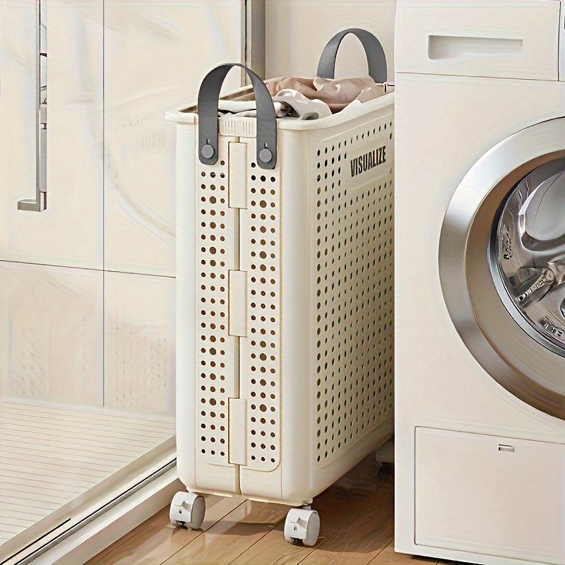 Organizador de ropa sucia portátil con ruedas, cesta plegable de gran capacidad para lavandería.