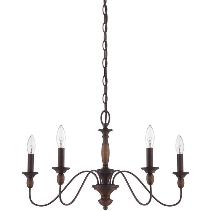 Candelabro contemporáneo de madera y metal para comedor. Lámpara de techo moderna.