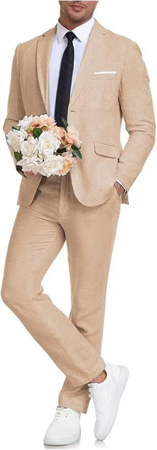 Traje elegante para caballero, americana y pantalón slim fit, moda versátil.