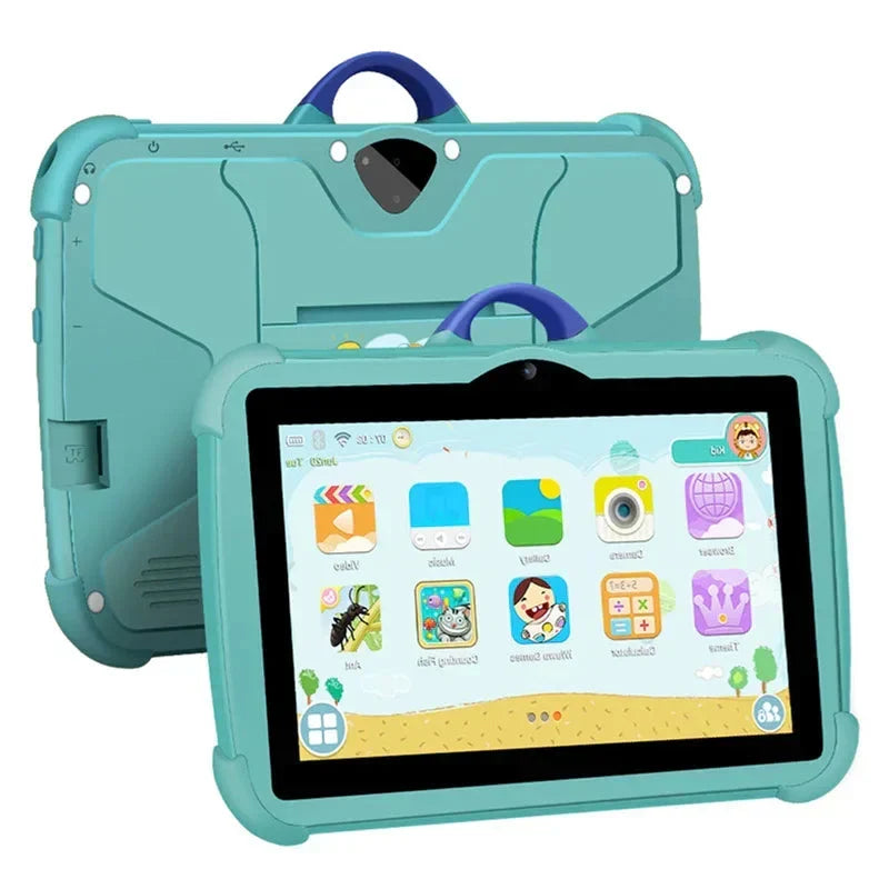 Tableta infantil educativa Android de 17.78 cm con WiFi 5G, perfecta para aprendizaje y juegos de niños.
