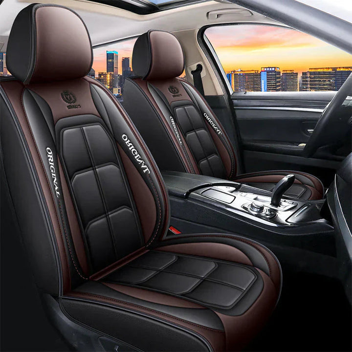 Protección de asientos de coche con funda universal gris elegante de cuero PU, anti-desgaste.