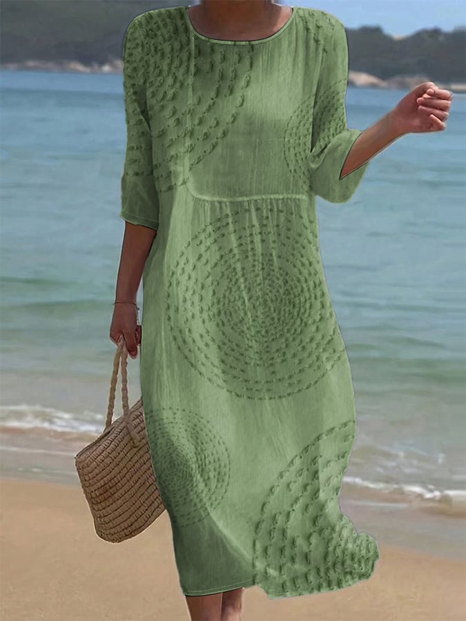 Ropa: Vestido midi casual y elegante para mujer. Estilo fluido y transpirable, ideal para primavera.