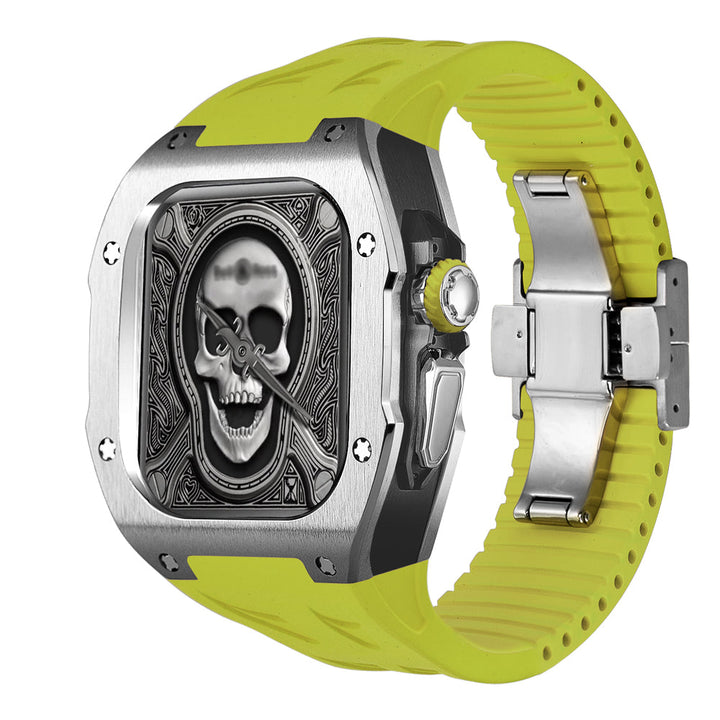 Correa de fluorocaucho azul y funda de titanio resistente para Smartwatch Ultra de 49mm, accesorio.