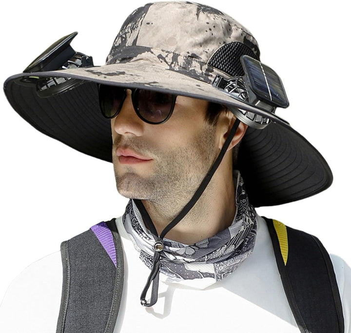 Sombrero ventilador solar: accesorio esencial para verano. Mantente fresco y protegido del sol.