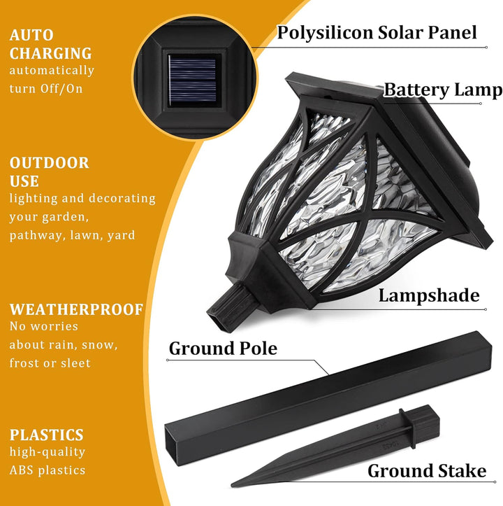 Pack de 6 balizas solares LED para caminos, impermeables, con energía solar, perfectas para jardín exterior.