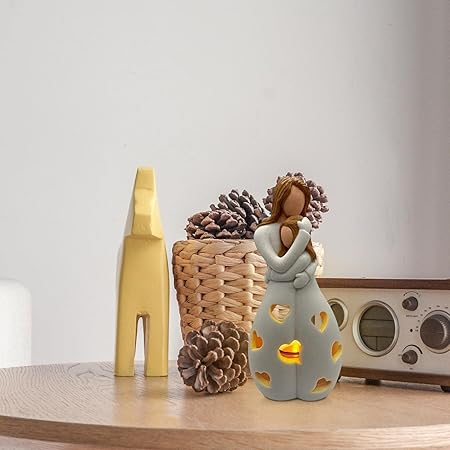 Lámpara de noche con diseño de corazón y mensaje "Amor de Madre e Hijo". Luz suave para decoración de dormitorio.