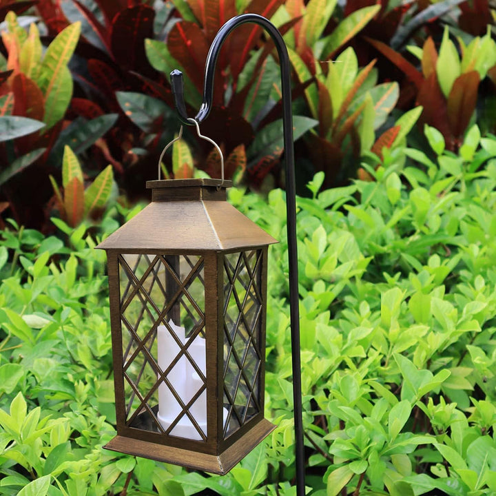 Linterna colgante solar para jardín, luz cálida LED exterior. Decoración impermeable, iluminación automática de ambiente.