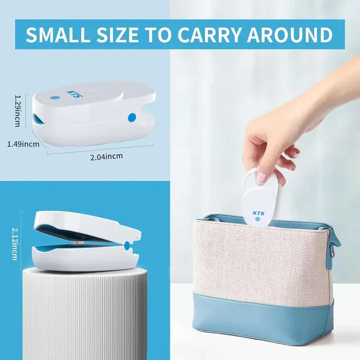 Dispositivo láser dual para uñas, incluye cable USB para recarga.