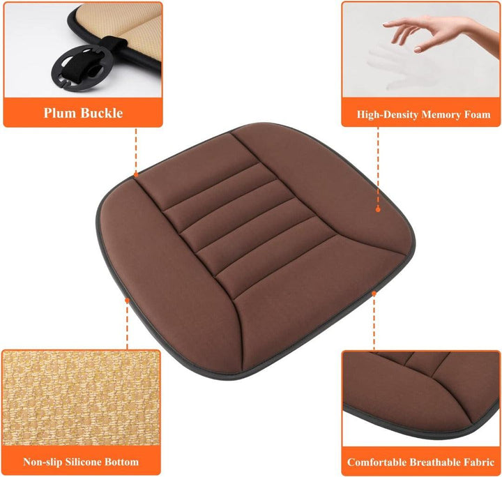 Cojín para asiento de coche duradero, espuma viscoelástica negra, mejora la comodidad y soporte postural.