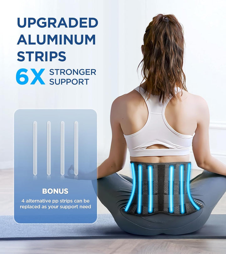 Faja de soporte lumbar para rehabilitación. Alivia dolor de espalda baja y ciática. Ortopédica, ajustable, unisex.