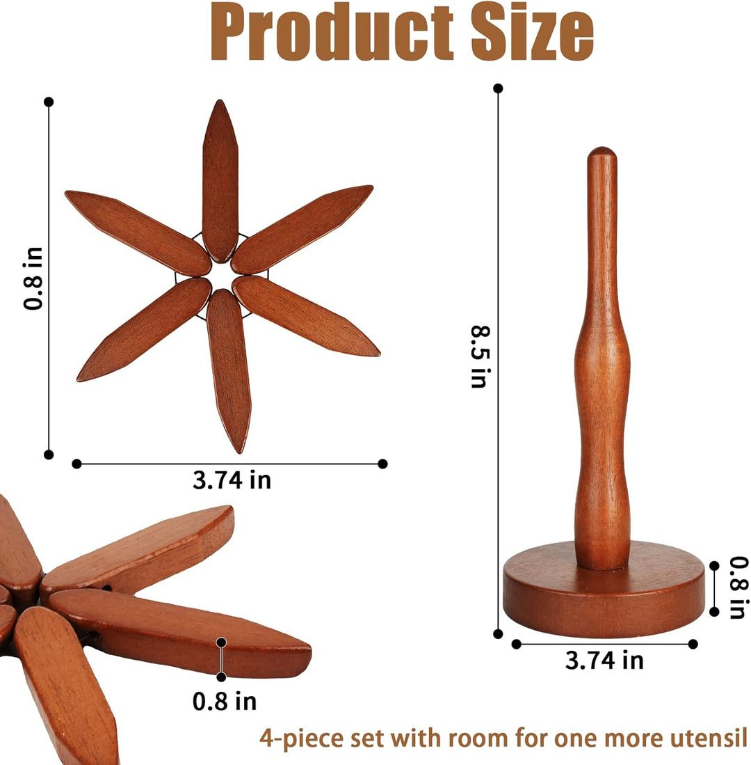 Salvamanteles de madera natural expandible, resistente al calor para proteger tu mesa con estilo.