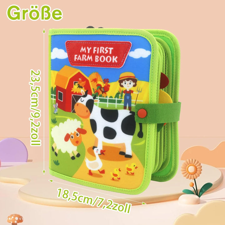 Libro de granja para niños con animales interactivos. Perfecto para aprendizaje temprano y desarrollo infantil Montessori.
