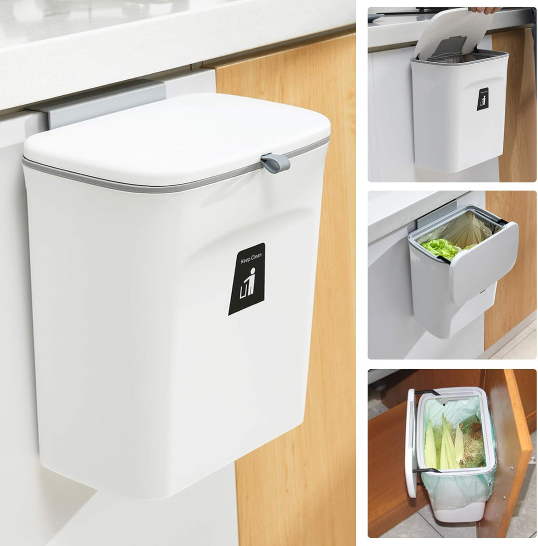 Cubo de compostaje de cocina de 9 L para encimera o fregadero. Gestión de residuos orgánicos sin olor.