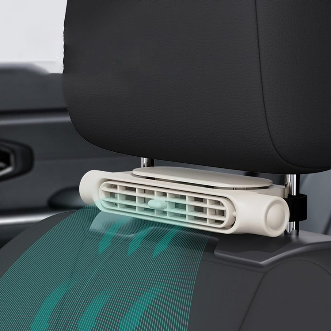 Ventilador USB para coche, 3 velocidades, se acopla al reposacabezas. Ideal para refrescar el vehículo.