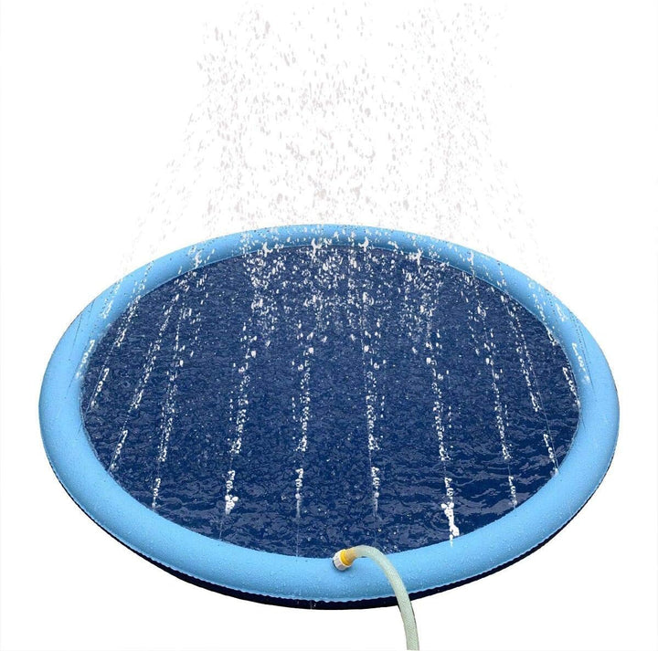 Solución refrescante de verano para mascotas. Piscina rociadora antideslizante para perros, juego acuático.