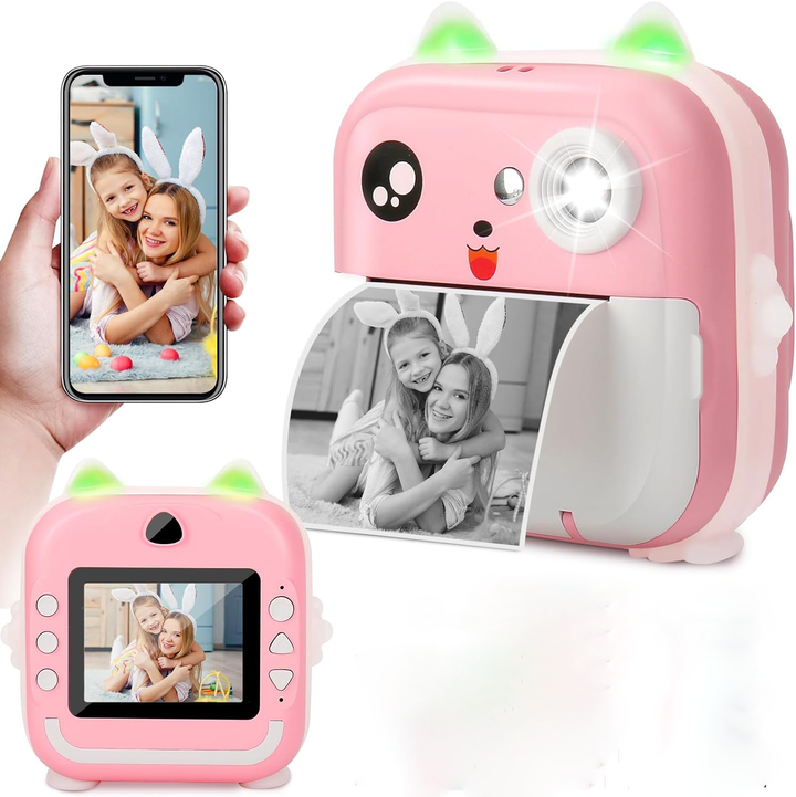 Cámara HD instantánea para niños. Regalo perfecto para fotografía infantil con impresión térmica divertida.