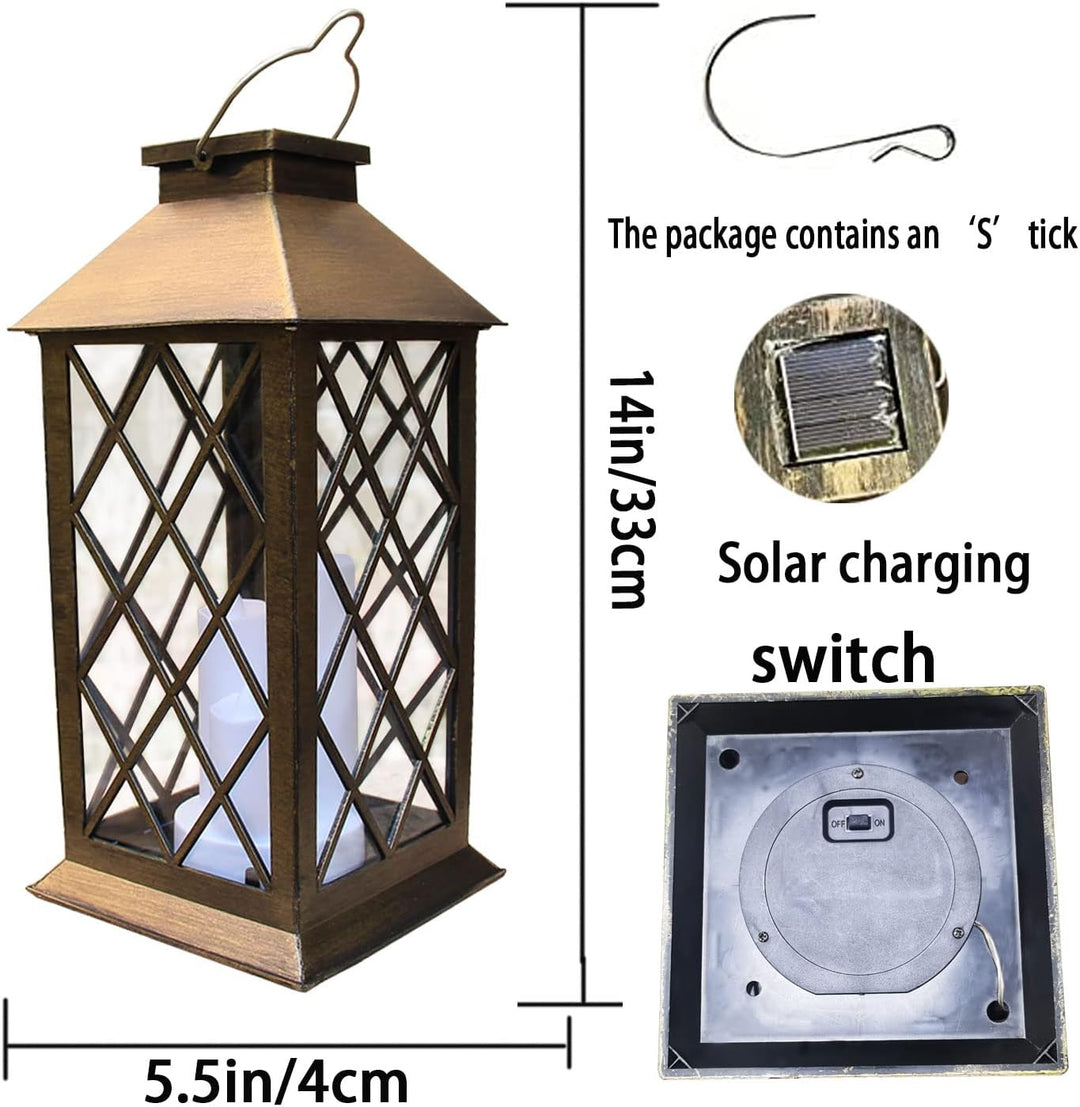 Decoración solar para jardín: linterna colgante LED cálida. Iluminación automática e impermeable para exterior.