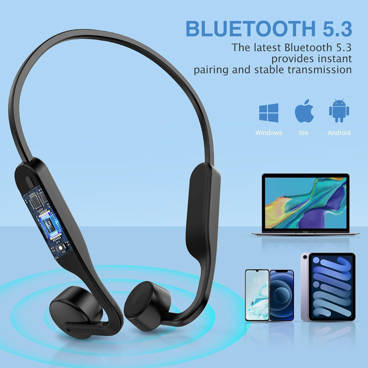 Auriculares unisex de conducción ósea abiertos, ligeros y resistentes al agua IPX6. Ideal para actividades deportivas.