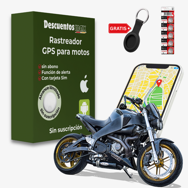 Rastreador GPS compacto para moto. Seguridad antirrobo, localización en tiempo real. App iOS/Android, sin suscripción.