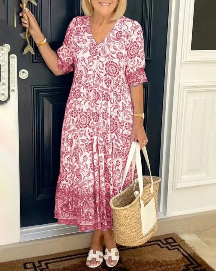 Vestido floral fluido y ligero para mujer, perfecto para verano. Tejido transpirable, ideal para un look casual o elegante.