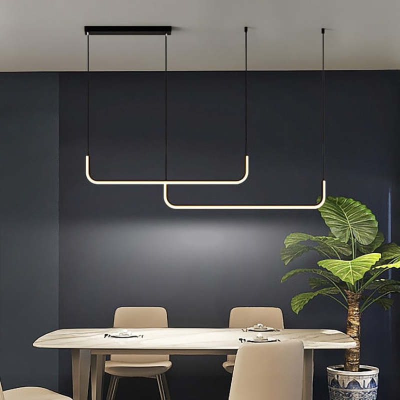 Lámpara colgante LED versátil, diseño moderno. Ideal para salón, comedor o cocina. Luz ambiente regulable.
