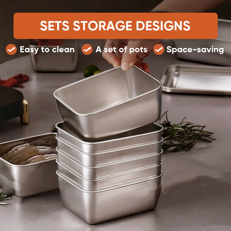 Envase reutilizable de acero inoxidable. Contenedor de cocina para almacenamiento y frescura de alimentos.