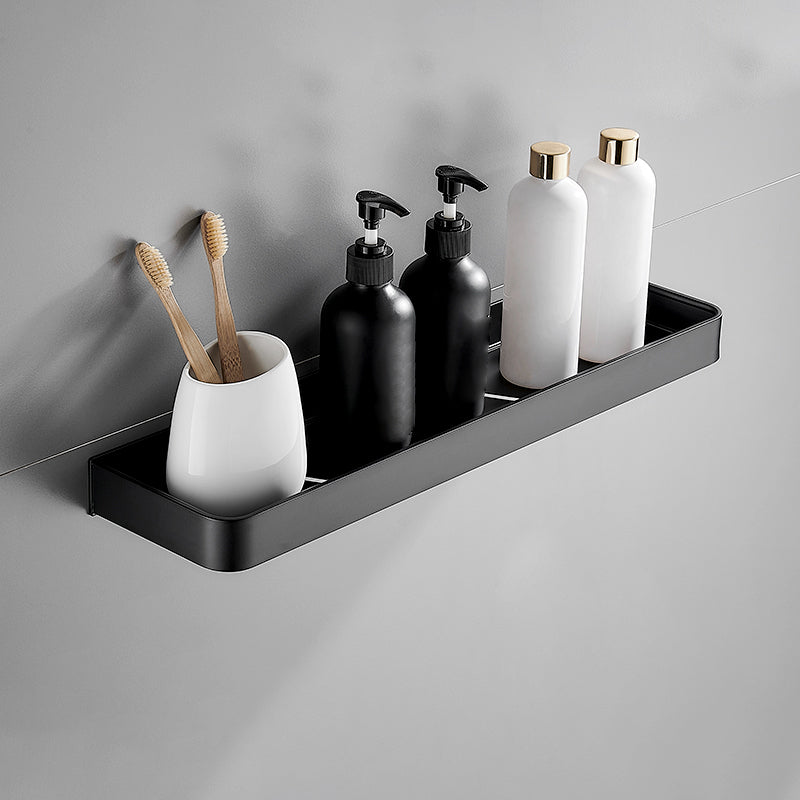 Estante de baño negro mate con montaje fácil, ideal para cualquier decoración.