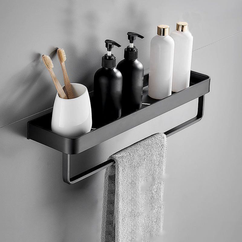 Estante moderno de pared para baño, negro mate y resistente al óxido.