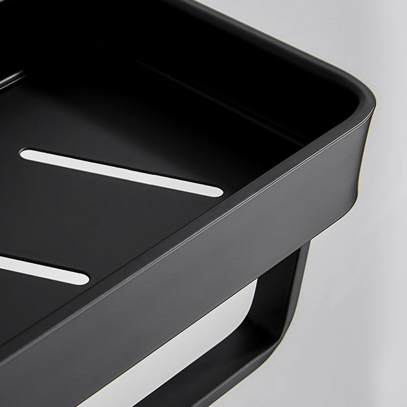 Diseño minimalista: estante de baño negro mate de acero inoxidable.