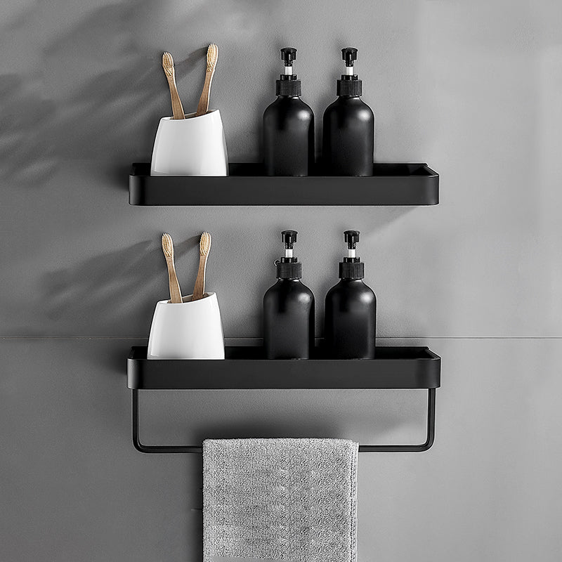 Estante de baño flotante negro mate, duradero y fácil de limpiar.