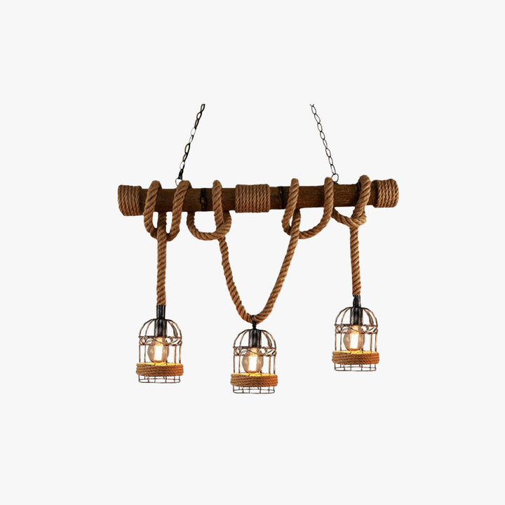 Lámpara colgante retro de madera y metal, ideal para iluminación de interiores y decoración del hogar.