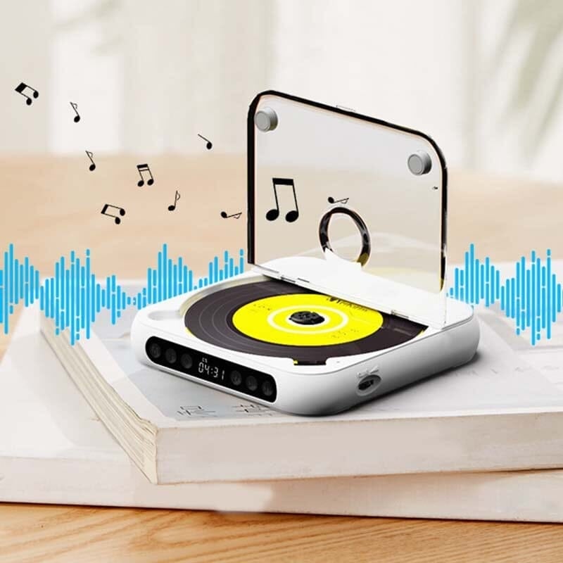 Reproductor de CD portátil con pantalla LCD, Bluetooth y sonido Hi-Fi para audio de calidad.