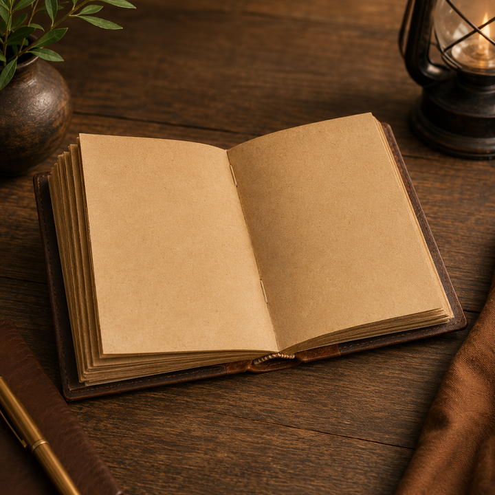 Regalo artesanal: cuaderno vintage con diseño de árbol grabado. Cuaderno único para escritura creativa y diario.