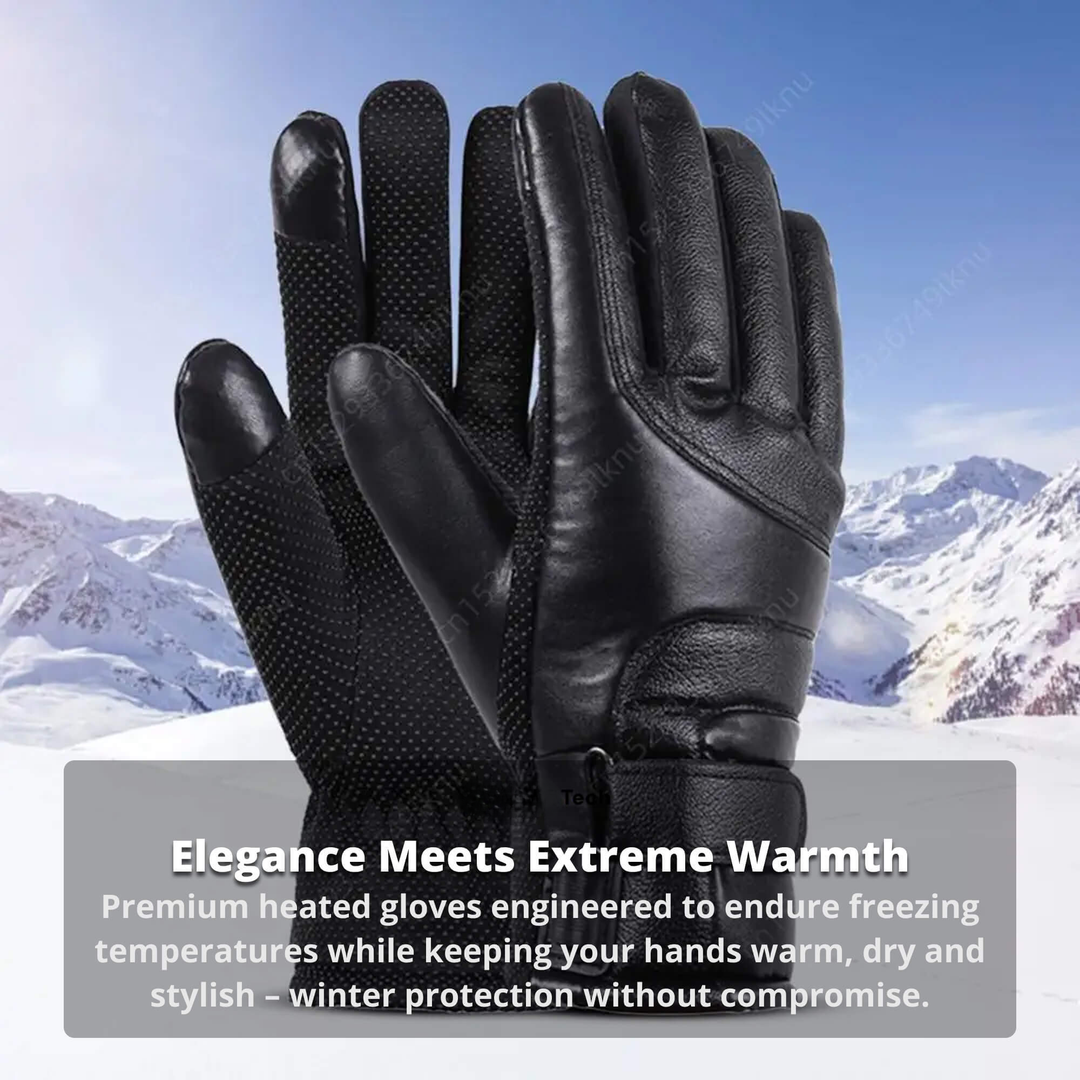 Elegantes guantes calentados impermeables para mujer. Táctiles y USB recargables, ideales para invierno y frío.
