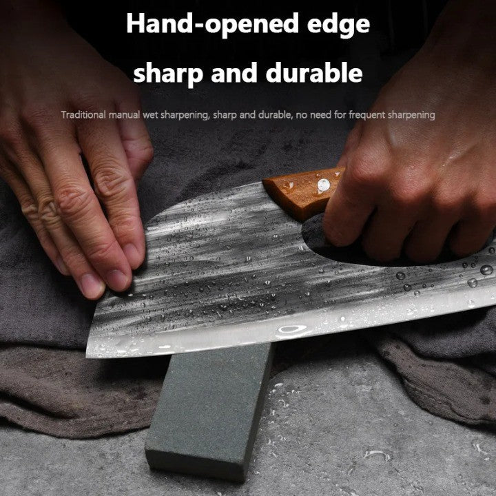 Cuchillo de cocina de chef para cortar, picar y rebanar. Hoja forjada de acero inoxidable y mango ergonómico.