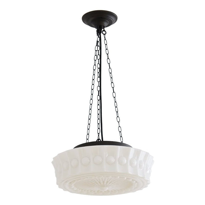 Iluminación decorativa: lámpara colgante cilíndrica de hierro y vidrio, fácil de instalar.