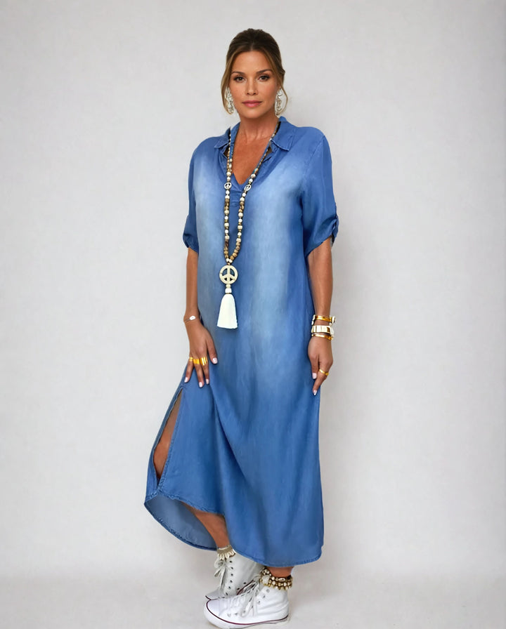 Vestido maxi mujer, cómodo y versátil para estilo casual de verano. Moda femenina con look moderno y fresco.