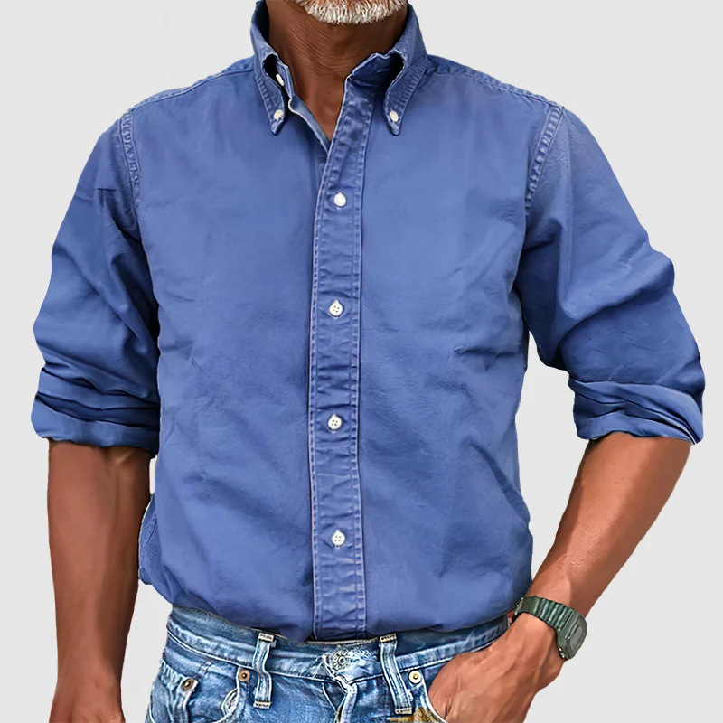 Camisa elegante de manga larga para hombre, versátil para ocasiones formales y casuales. Colores vivos.