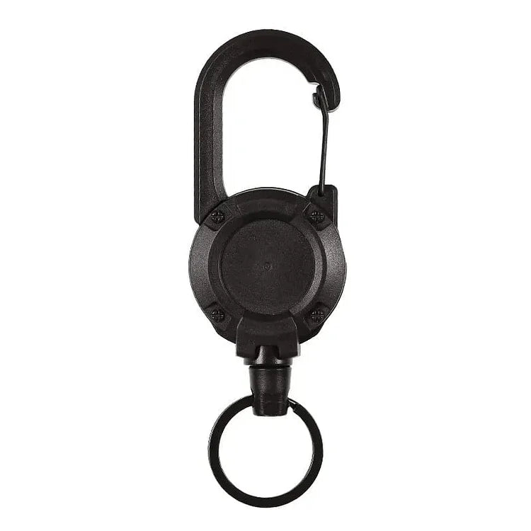 Llavero retráctil táctico de alta resistencia, ideal para EDC, exteriores y seguridad.