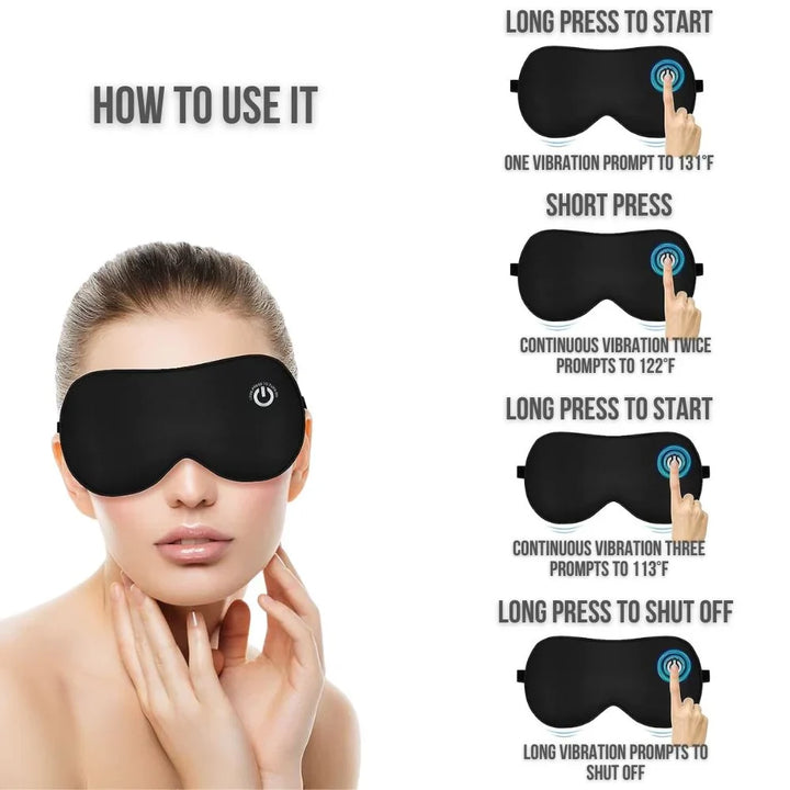 Mascarilla térmica para ojos, ayuda con el insomnio y facilita un sueño reparador con calor.