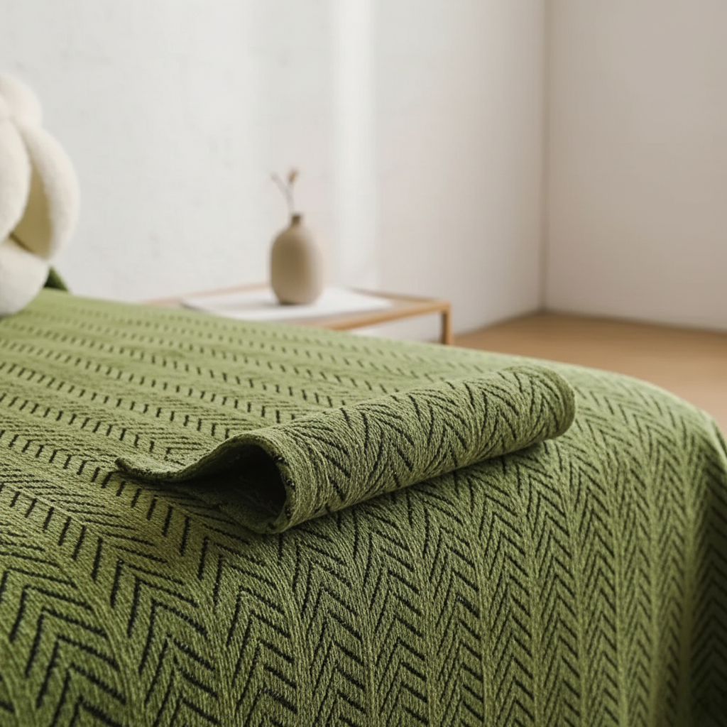 Protector de muebles de chenilla con diseño chevron, funda de sofá elegante que resiste mascotas y es lavable.
